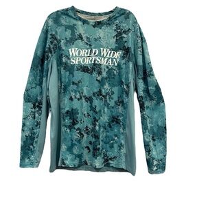 World Wide Sportsman Shirt Long Sleeve Casting Fishing Shirt SPF 30 Blue Size XL
